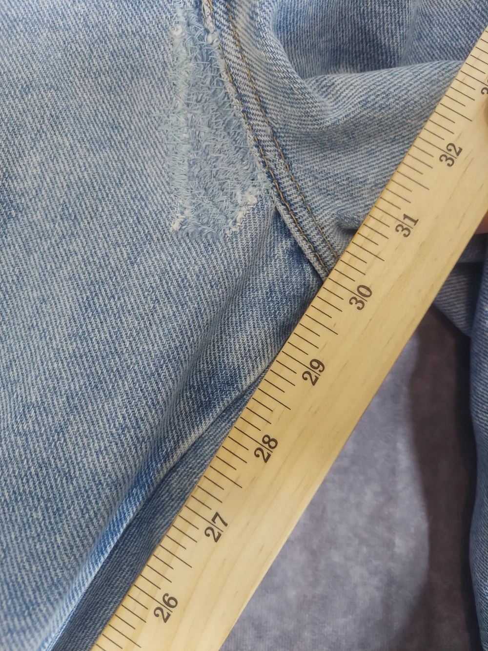 Wrangler Men's Big & Tall Jeans 48x30 Light Wash Worn-In Repaired Distressed
